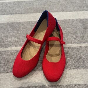 Rothy's Red Flats with Blue Trim